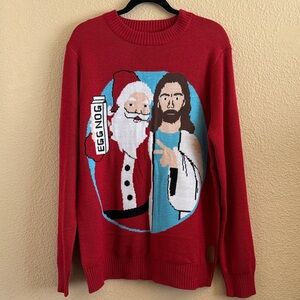 Tipsy Elves Ugly Christmas Sweater Size L Jesus Santa Graphic Pullover Unisex
